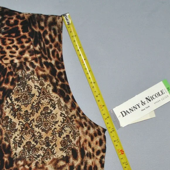 Vintage Danny & Nicole Sleeveless Duster Animal Print Brown & Black NWT - Picture 6 of 8
